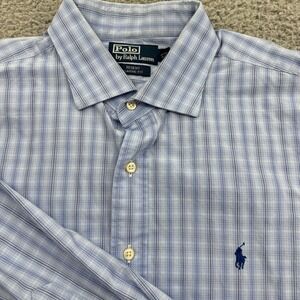 Polo‎ Ralph Lauren Regent Classic Fit Plaid Button Down Shirt Men Blue White XL